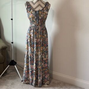 Ost Floral Maxi Dress with Blue and Pink Accents
